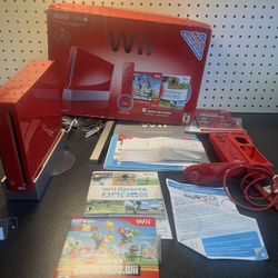 Nintendo Wii Red Super Mario Bros 25thAnniversary Edition CIB Tested Working LN 