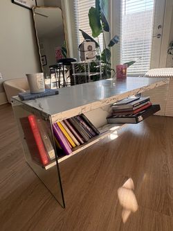 Modern Marble-Look & Glass Coffee Table