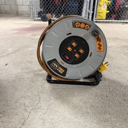 Open Reel 100 ft. 12 AWG/3 15amp Extension Cord Reel with 4 Grounded Outlets