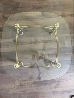 Vintage Glass/Brass-Toned Coffee Table