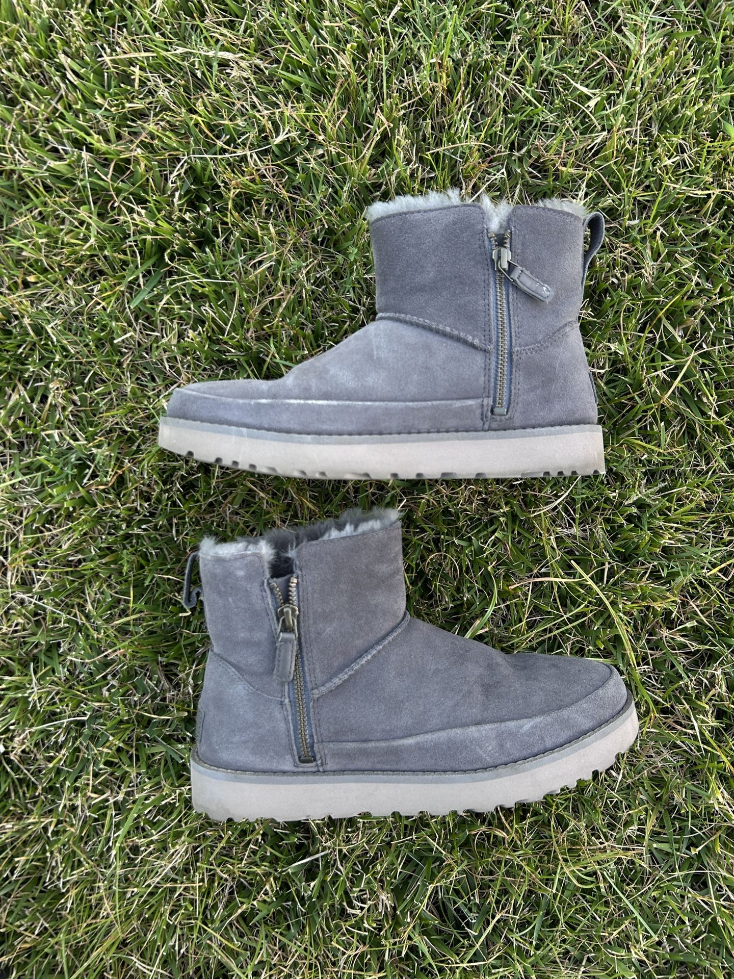 Gray Ugg Fur Boots