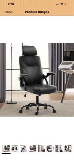 Leather Office Chair,Executive Ergonomic Desk Chair for Home Office, Black
