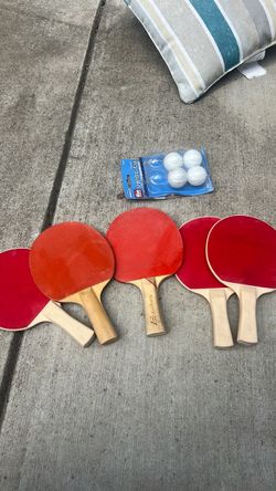 Ping pong paddles and balls