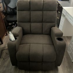 For Mother's Day gift !  Oversized Lift Chair for Elderly with Extended Footrest Massage Heated Electric Recliner USB Type C Port Brown Fabric Lazy So