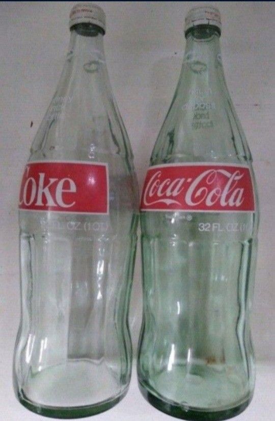 2 LARGE COCA-COLA BOTTLES ANTIQUE CLASSIC 