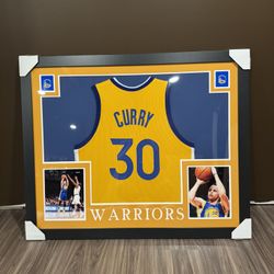 Framed Steph Curry Jersey