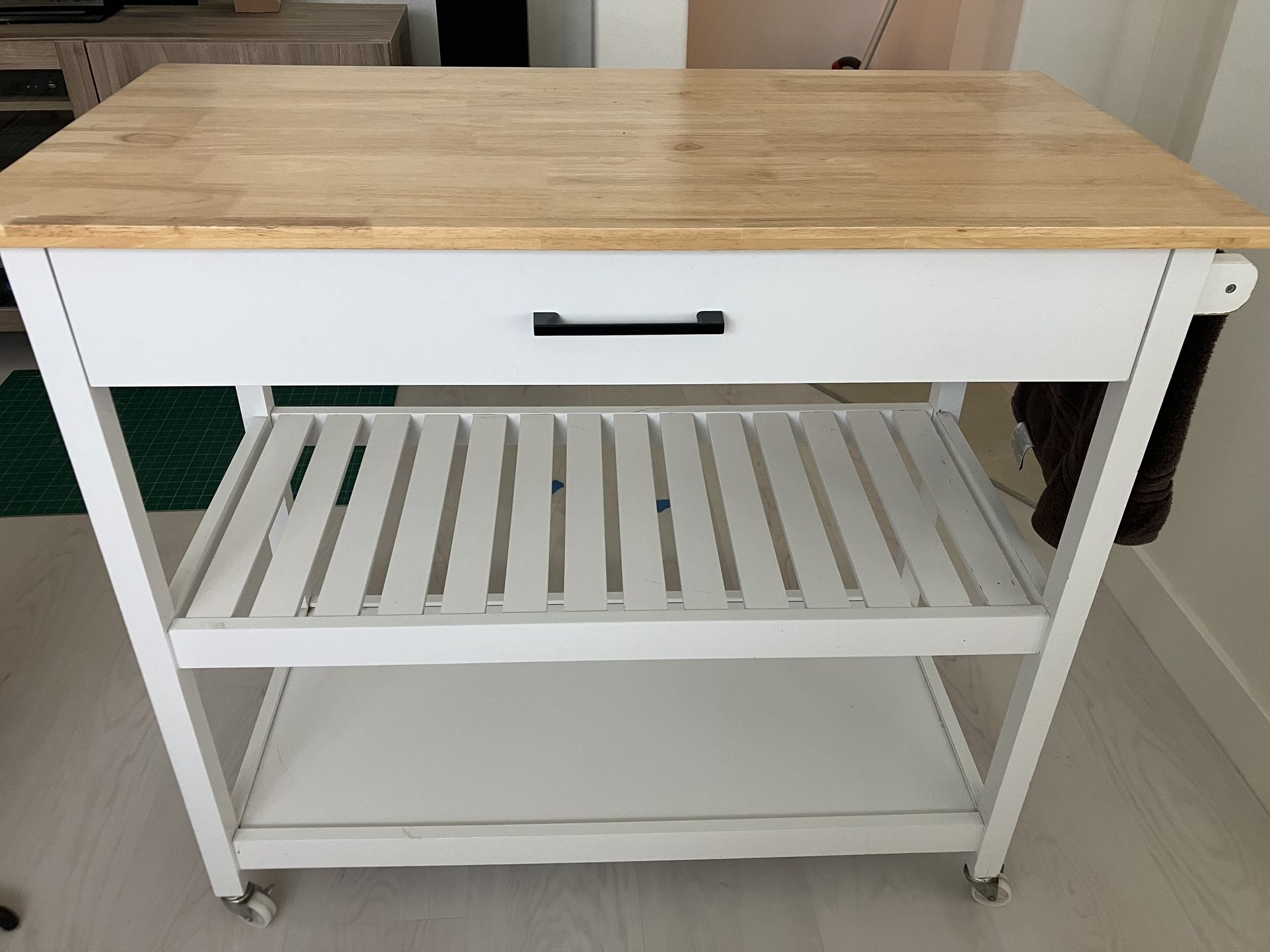 Kitchen Island 40”x20” with towel rack and drawer