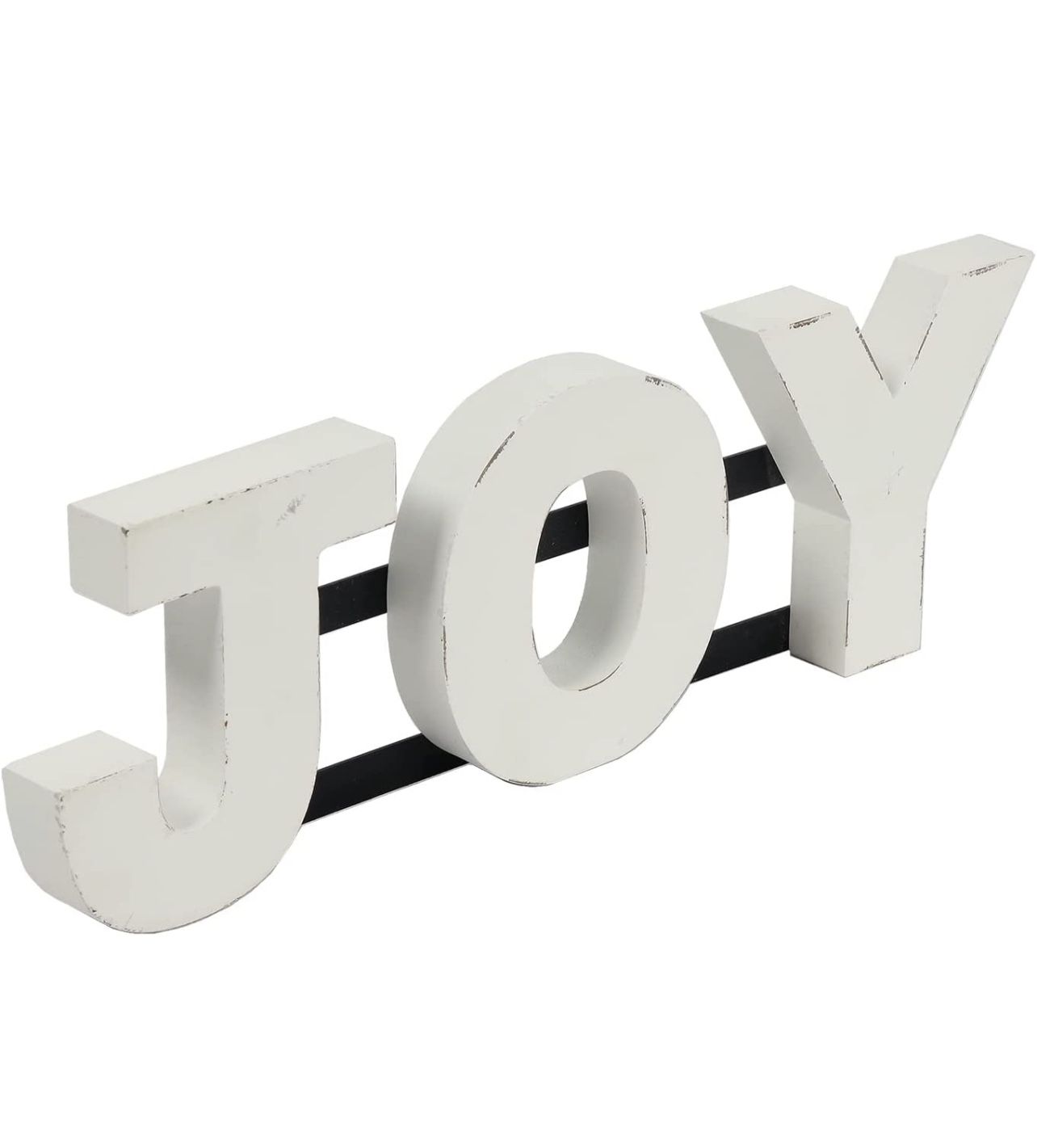Rustic Joy Christmas Decor for Tabletop 16", Hanging Distressed White Farmhouse Joy Signs for Home Decor, Vintage Joy Wall Decor, Christmas Wood Signs
