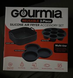 Gourmia Air Fryer Accessories Set - 3 Piece Silicone, 3-Piece Set, Gray