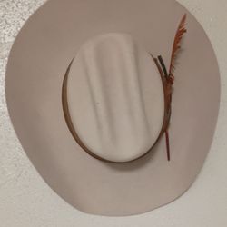 Wide Brim Felt Cowboy Hat with Feather