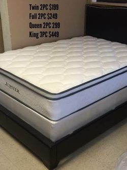 QUEEN SIZE PILLOW TOP JUPITER MATTRESS SET WITH 8 YEAR WARRANTY NEW
