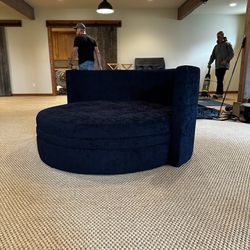 64” Blue Chaise Lounge Sofa