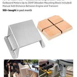 MJ-1-DP Jack Plate 4" Setback Small Engine Jack Plate for Outboard Motors Up to 35HP (Wooden Mounting Block Included) Manual Add Distance Between Engi