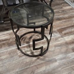 3 Metal With Glass Top End/Center Tables