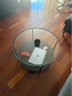 Round Glass Coffee Table with Storage Shelf