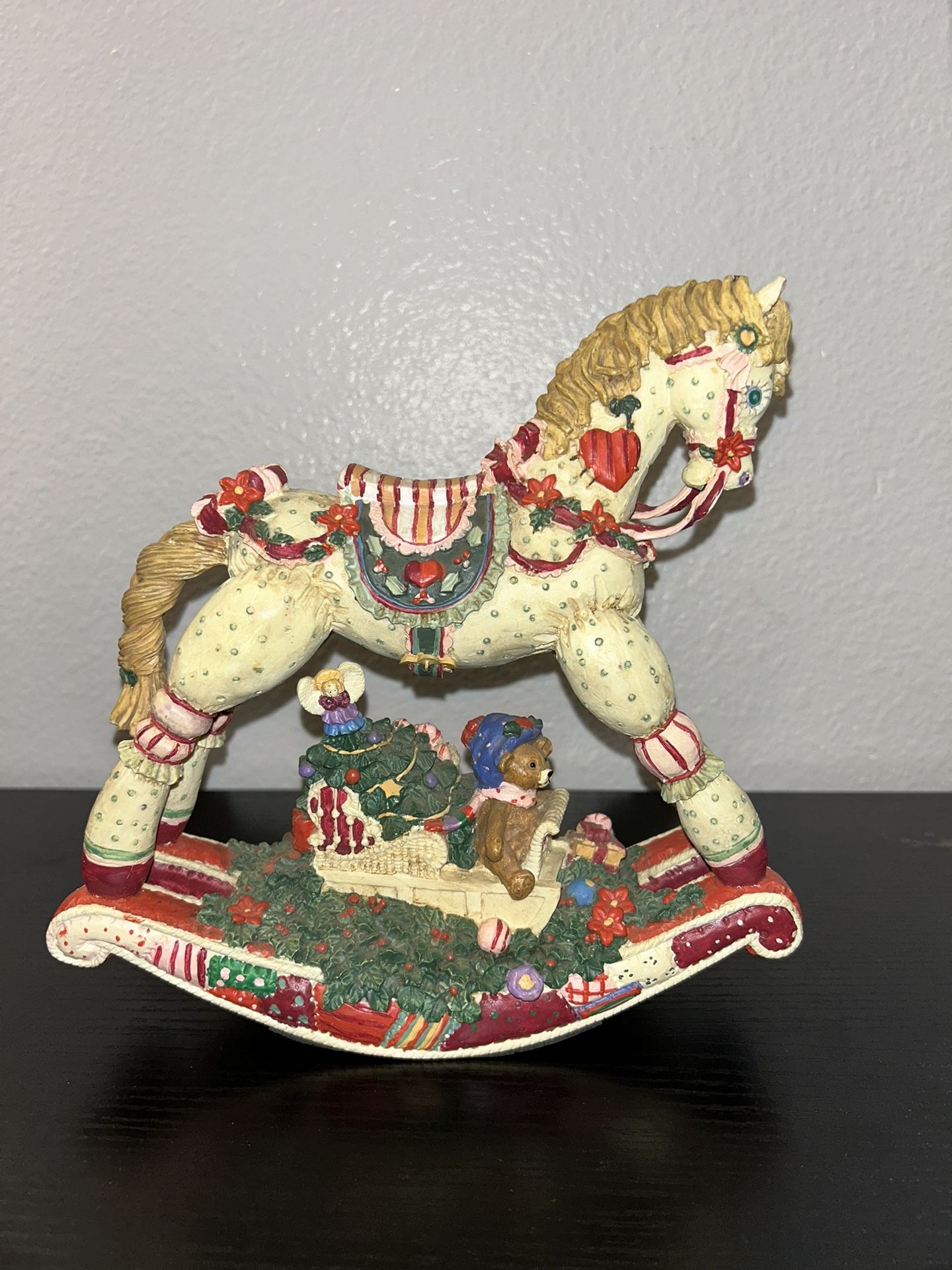 Vintage Giny Ornate Old-World Christmas Musical Rocking Horse-1992-Toyland