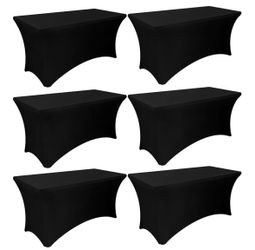 🚨6 Pack Black Spandex Table Covers 6FT – Party/Event Deal $30🔥