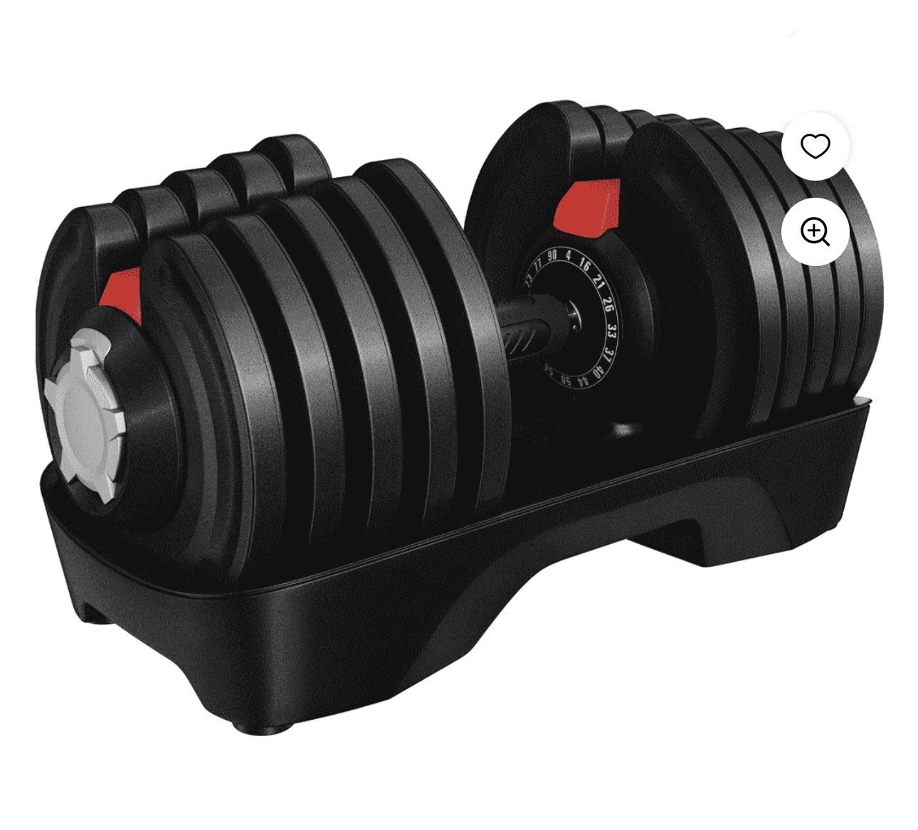  90lb Adjustable Dumbbell   with Anti-Slip Handle and Tray, Black