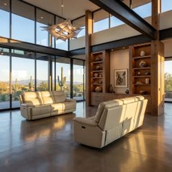 Free Delivery 2 Messina Leather Recliner Couches 