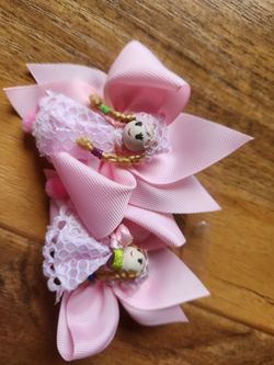 Pink GBow Hair Clips with Doll Detail