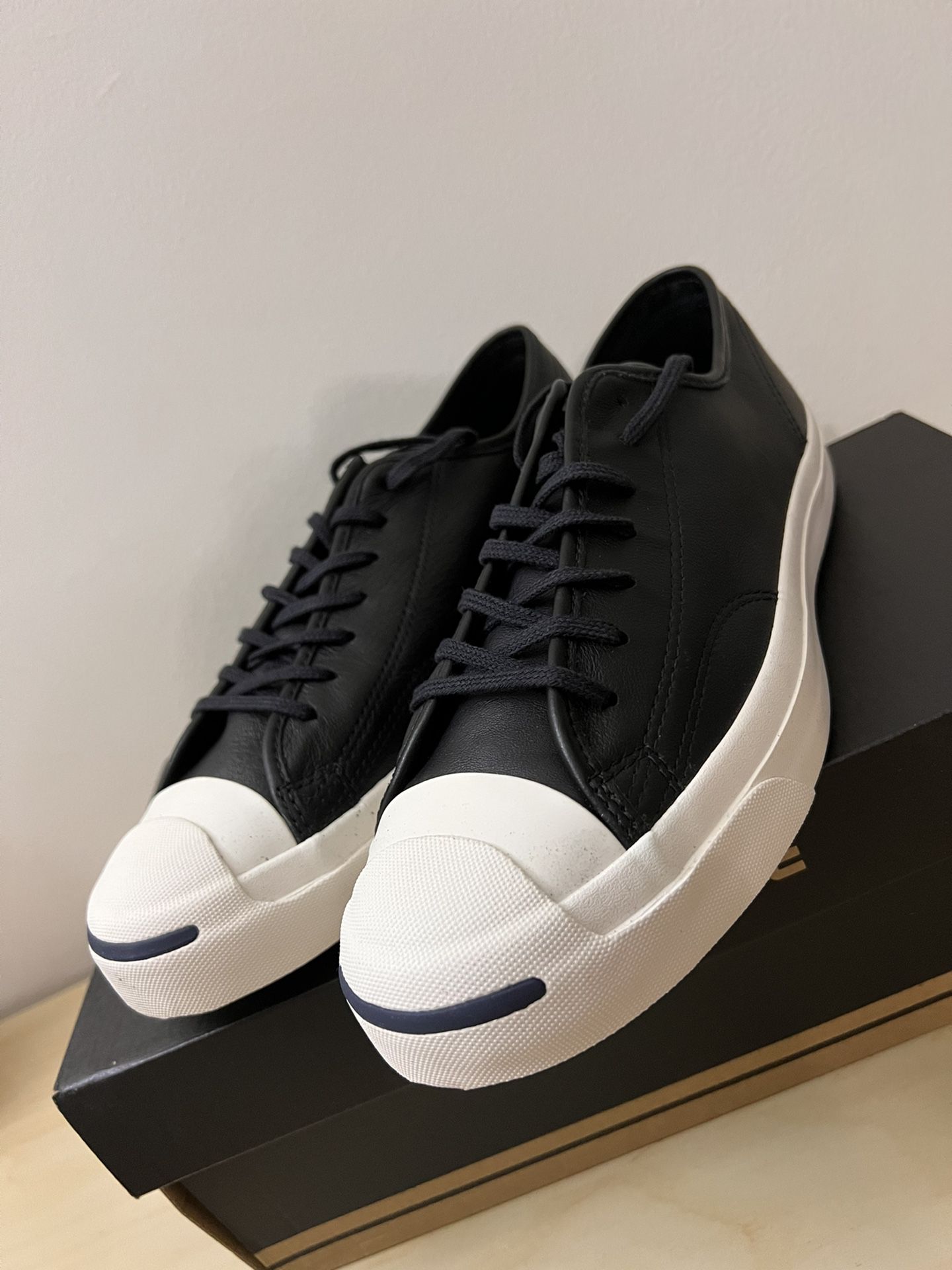 Brand New Jack Purcell Black Leather Nike Lunarlon InSole 9 In Box Converse for Sale in Los Angeles, - OfferUp