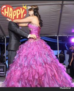 BEADED EMBROIDERY AND RUFFLED TULLE DRESS/GOWN