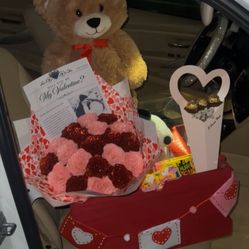 Valentine Gift Basket Roses Flowers Bouquet Ramo 