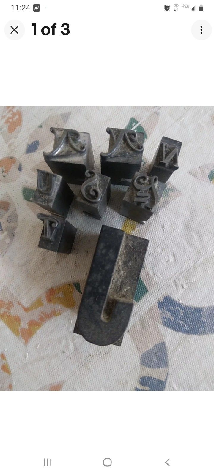7 Vintage Letterpress Printing Block Keys, 1 Wood