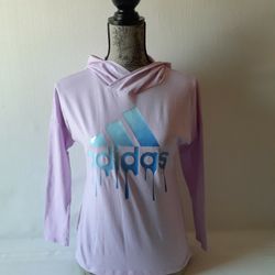 Adidas girl's pink long sleeve hoodie top size M 