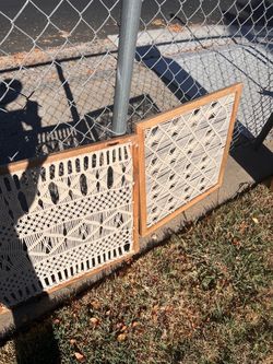 Par de cuadras tejidos a mano