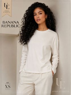 Banana Republic Women's White Solid Crew Neck Long Sleeve Pullover Top XS white shirt long sleeve fall autumn comfortable soft banana Republic new wit