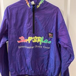 Vintage Surf Style One Size Purple Iridescent Interplanetary 1/2 Zip Windbreaker