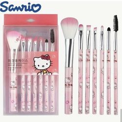 Hello Kitty 7 PC Makeup Brush Set Pink New Sanrio Cartoon Brushes Eyeshadow