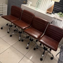 4 New Leather Office  Chairs 
