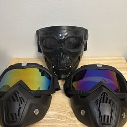 🏍️ 3 Motorcycle Face Masks w/ Goggles – High Quality & Padded 🕶️