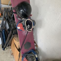 Snow Board, Helmet And Boots
