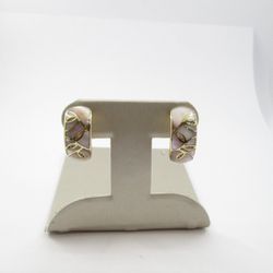 0.16ctw Diamond and Mother of Pearl Inlay Earrings 14K Yellow Gold 11.91 Grams 