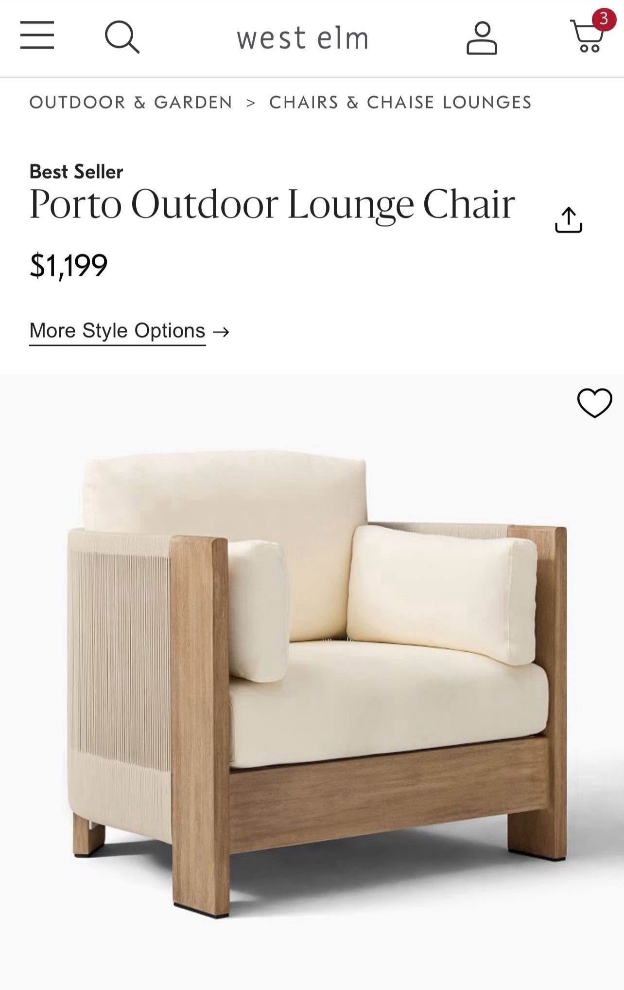 West Elm Porto Outdoor Dining Chair Porto Outdoor Lounge Chair