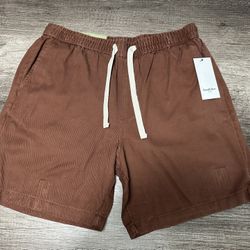 Goodfellow Pull-On Shorts Brown Drawstring Elastic Waist Pockets 7" Inseam