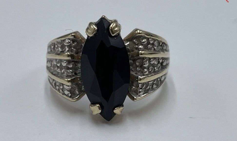 Yellow Gold Diamond & Black Setting Cocktail Band Ring
