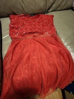 Red floral dress-size 10/12