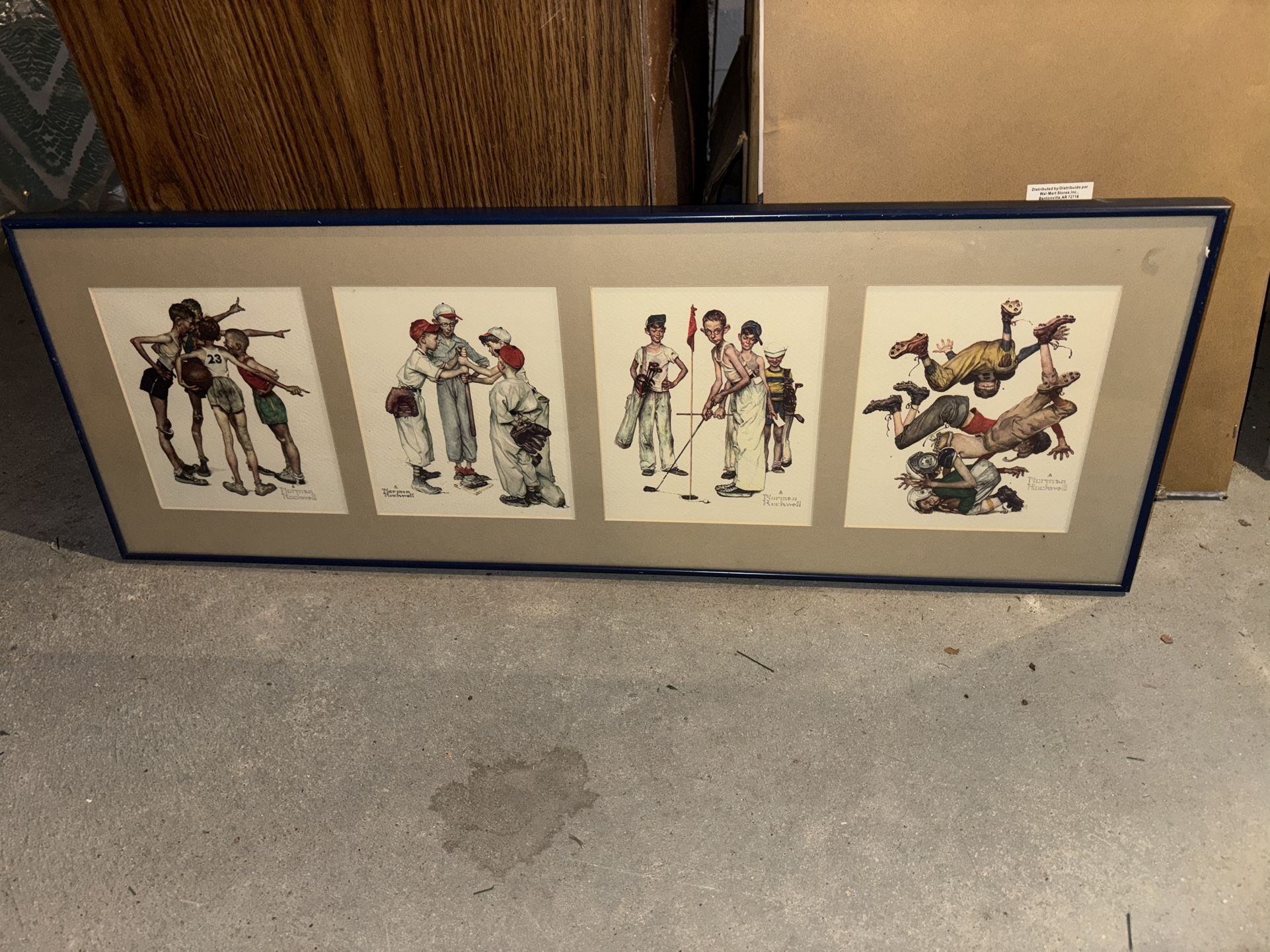 Antique Framed Sports Art Hanging Rectangular *Norman Rockwell* Special Picture, RARE Rectangular, Signed!
