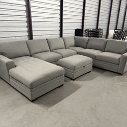 Gray Thomasville Sectional With Ottoman