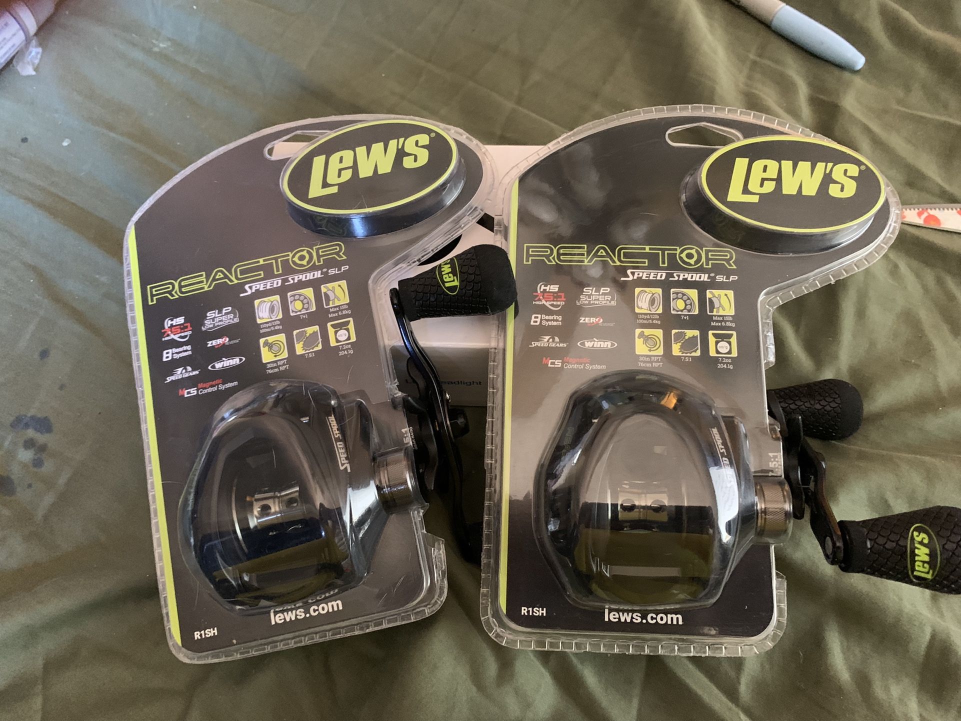 2 Lew’s Reactor Speed Spool Baitcast Fishing Reel