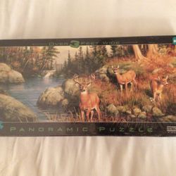 Buffalo Games Deer & Pines Panoramic Puzzle 