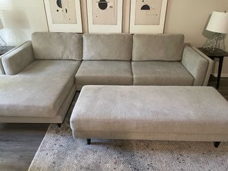 Modern Gray Sectional Sofa with Matching Ottoman