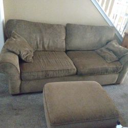 Brown Sofa And Ottoman 