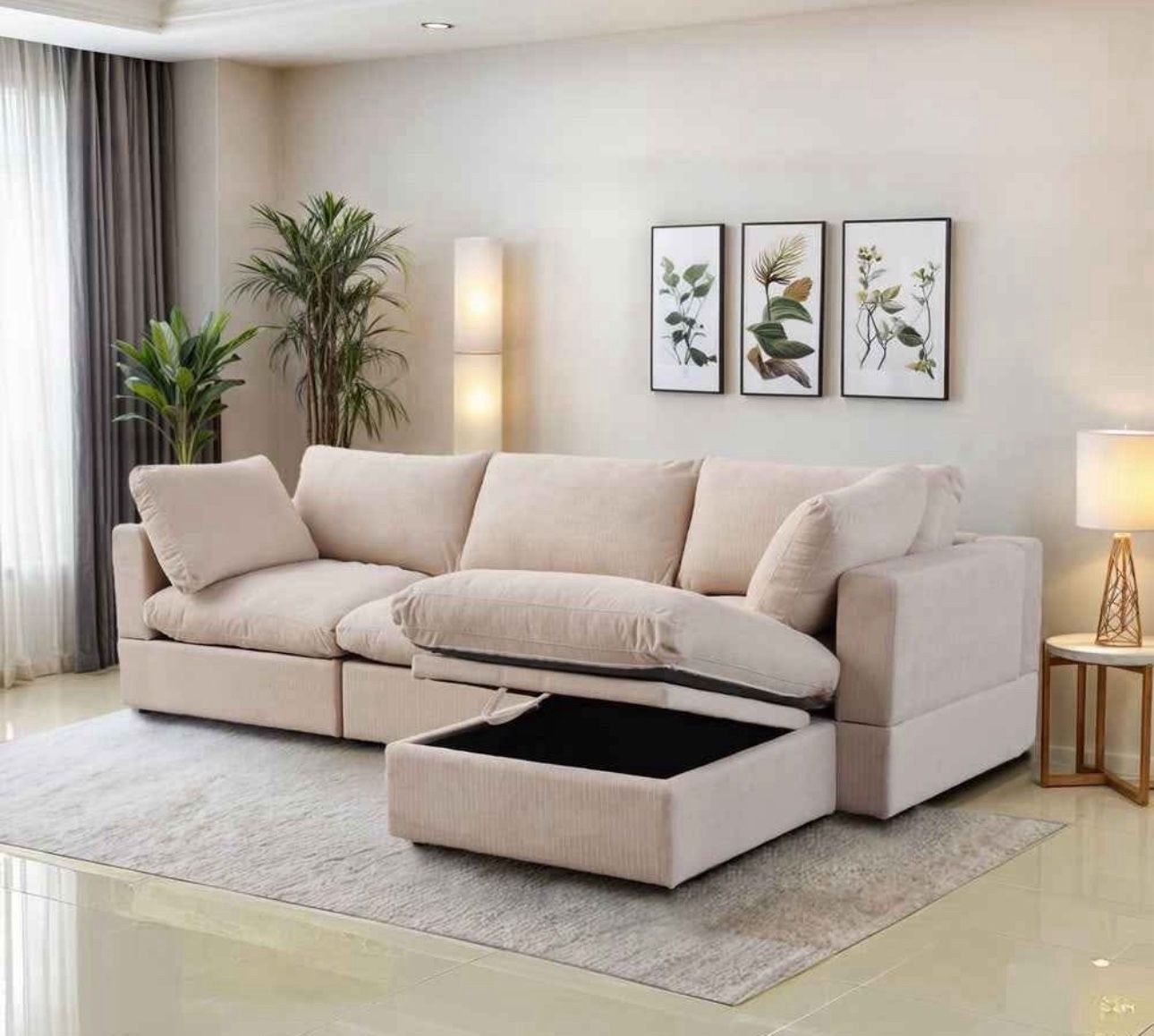 Brand-new in box Beige Cloud Sectional Couch + Ottoman