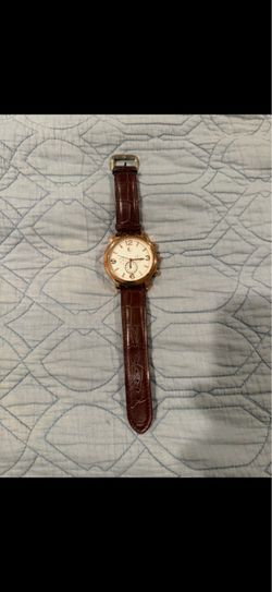 Rose Gold-Tone Watch – Genuine Leather Band