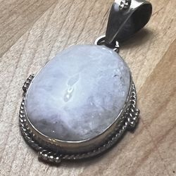 Vintage Sterling Silver Moonstone Necklace Pendant 